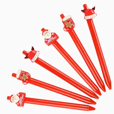 O&Q Assorted Christmas Cartoon Animal Ballpoint Pen 0.7mm Plastic Blue Ink Santa Reindeer Holiday Gift Custom Logo