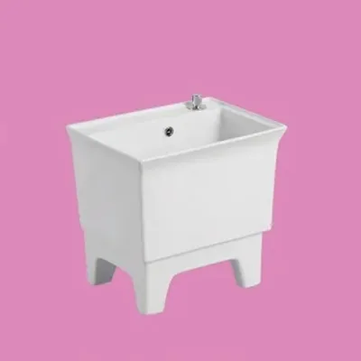 Wholesale Modern White Ceramic Floor Mounted Mop Tub for Hotel Hospital & Washroom Use