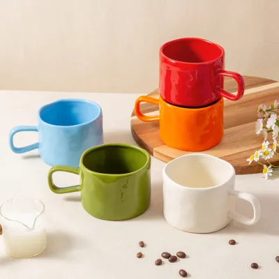 Creative Multi-color Porcelain Coffee Cup Saucer Set American Style Eco-Friendly Custom Logo Gift Box