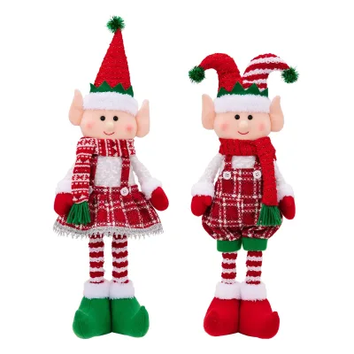 New Cartoon Christmas Elf Doll Ornament Extendable Design-Children's Gift Window Display Decoration Eco-Friendly Factory