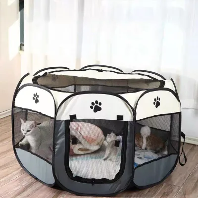 Square Pet Delivery Room Dog & Cat Cage Collapsible Oxford Cloth Waterproof Belt Closure Outdoor Pet Pen