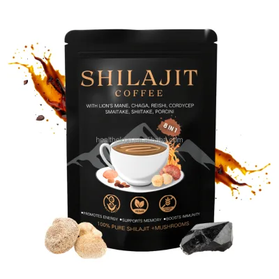 OEM Factory Instant Mixed Black Coffee Shilajit Extract & Mushroom Blend HACCP Certified 1kg in Bag Private Label