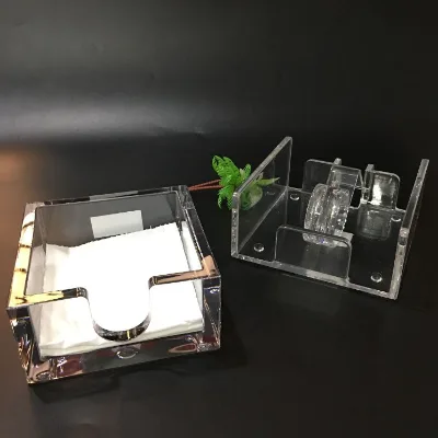 High Quality Acrylic Napkin Holder Tissue Box Menu Holder on Table with Customized Color and logo