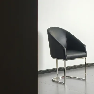 Italian-style Home Furniture Dining Chair Light Luxury Comfortable Minimalist High-Back Stainless Steel Microfiber