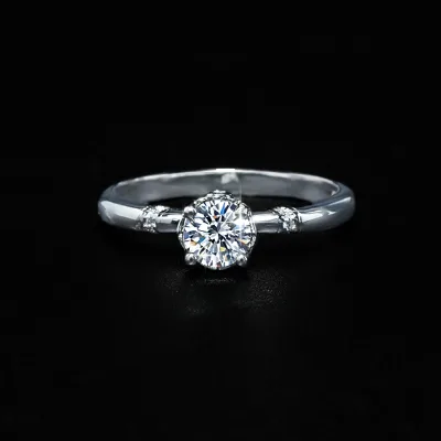 New Design Finger Ring Round Diamond Moissanite Trendy 18k Gold White Green 1ct Women Jewelry Fashion Gift Engagement
