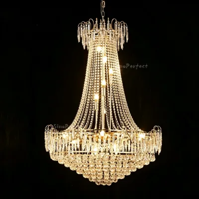 Luxury Modern Gold Wedding Led Candle Crystals iron electroplated Chandeliers High Ceiling Hang Chandeliers Decorations
