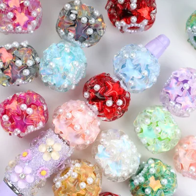 Star Pearl Rhinestone Bow Focal Beads cat Eye Bling Fancy Transparent Resin Bead for Beadable Pen Keychain Jewelry Crafts Charms