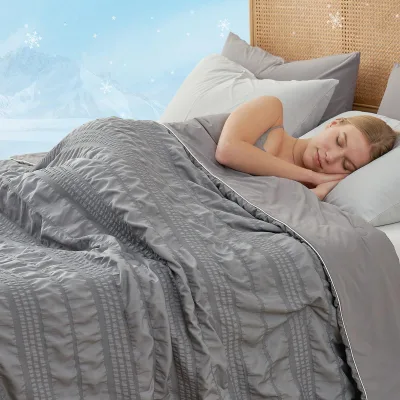 Bubble Yarn Cool Feeling Comforter Reversible Lightweight Bed Blanket Breathable Silky Summer Cool Feeling Summer Comforter Sets