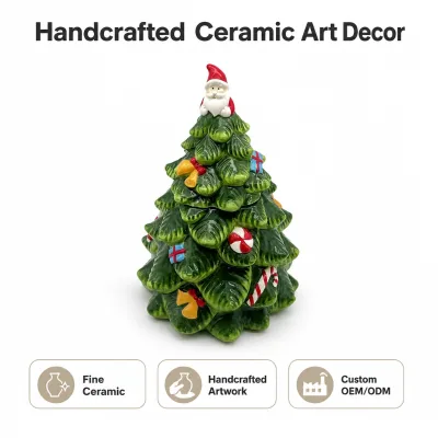Christmas Kitchen Decor Ceramic Tree Cookie Jar with Lid for Candy Cookies Snacks Storage Holiday Season Home Gift