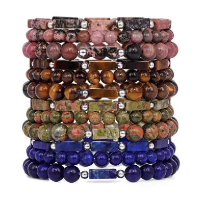 custom same tone 3pcs natural stone bracelet sets for men and women