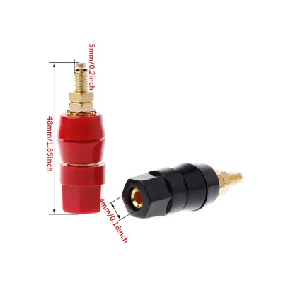 M5 Hex Gold Plated Binding Post, 4mm Banana Jack Panel Mount Terminal Red Black for Amplifier Speaker HiFi System