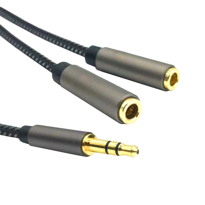 3.5mm Audio Stereo AUX Splitter Extension Cable Nylon Dual Headphone Jack Adapter for Car Convenient Audio Splitter for Car