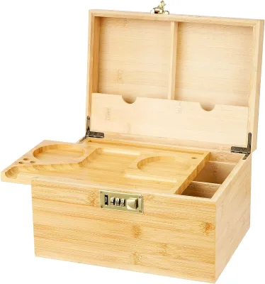 Hot Selling Bamboo Storage Box with Tray, Detachable Tray, Handmade Home Storage Decoration Bamboo Gift Box