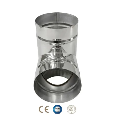 Single Wall Stainless Steel 90 Degree Chimney Tee Connector Flue Pipe Fitting T-Joint with Cleaning Cap for Wood Pellet Stove