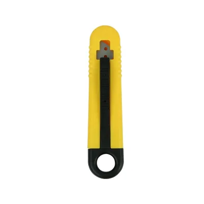 Auto Retractable Plastic Knife Box High Carbon Steel Safety Cutter Trapezoidal Blade Push Button Style OEM Customizable DIY