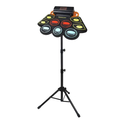 Roll up Drum Kit With Drumsticks and Stand Five Drums Four Cymbals for Practice