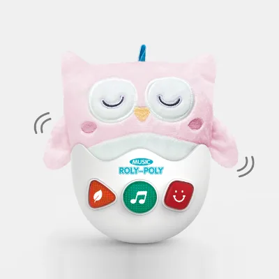 Soft Plush Soothing Baby Toy with Light and Music Mini Roly-poly Tumbler Plastic Toy