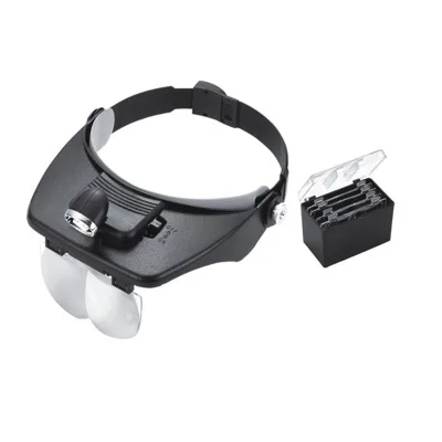 1.2X 1.8x 2.5x 3.5X Headband Magnifier Adjustable Multi-Lens Hands-Free Magnifying Glass with LED Light (BM-MG5002)