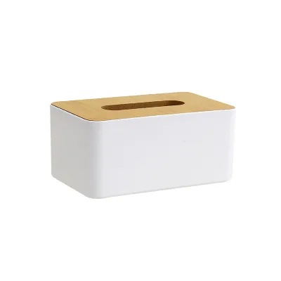 Customized logo Wooden Cover Solid Tissue Box Trending Product 2026 Rectangular Storage Box for Bathroom, Kitchen, Office,Hotel