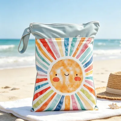 Summer Beach Hawaiian Printed Waterproof Wet Dry Separation Pouch Custom Logo Zipper Wet Bag for Swimming Pool Travel Gym