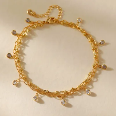 2026 Summer Limited Edition Design-Inspired High-End Women's Small Bracelet Copper Plated 18K Gold Zircon Trendy Set Luxurious