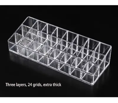Creative Multi-Grid Transparent Lipstick Organizer 2mm Thick Plastic Desktop Simple Lidless Store Box for Makeup Brush Division