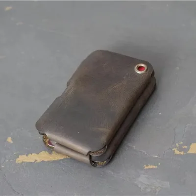Slim Full Grain Leather Card Holder, Minimalist Front Pocket Wallet, Hand-stitched Pen Slot