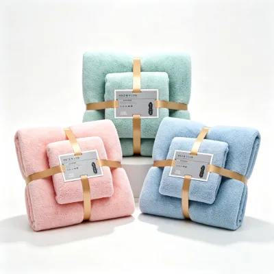 Custom Logo Super Soft Absorbent Microfiber Towel Gift Set for Bathroom Wrap & Car Use Kids Bath Towels