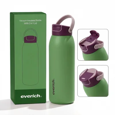 Coated Thermos Bottle 40oz Stainless Steel With Handle 24H Cold 12H Hot Everich High Quality