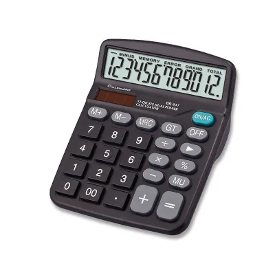 Solar Energy Efficient Calculator, 12 Digit Desktop Office Calculator, with AA Battery for Portable Use