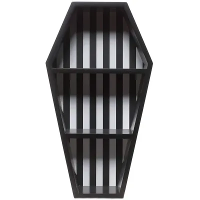 Striped Coffin Shelf  Coffin Shelf - Large - Gothic Decor for Display or Storage Inches  Wooden Shelf for Tabletop  or Wall