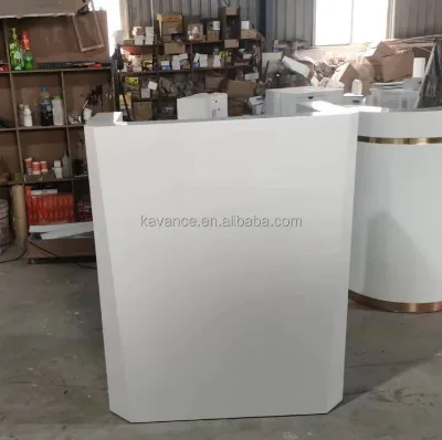 Hot Sale Beauty Salon Furniture and Foot Bath Shop Salon Barbershop Small White Front Desk Reception with Cabinet