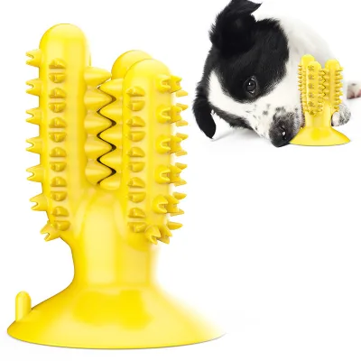 Factory Wholesale Eco-Friendly Dog Toys Suction Cup Molars Cactus Toothbrush Teeth Grinding Cleaning Toy Pet Supplies