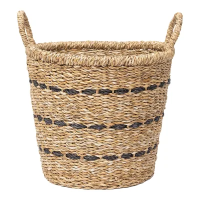 Manufacturer Elegant Style Natural Seagrass Round Storage Basket with Handles Handwoven Laundry Baskets Wholesale
