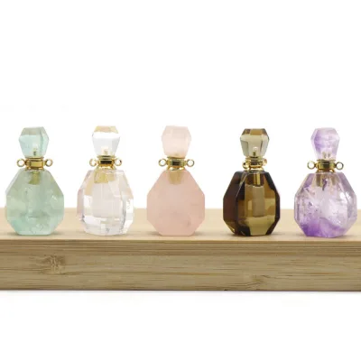 Custom Perfume Bottle Necklace Pendant Gemstone Crystal Rose Quartz Perfume+bottles