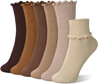 Women Floral Crew Socks with Ruffles Breathable Cotton Casual Design CLASS 2 Compression Body Logo