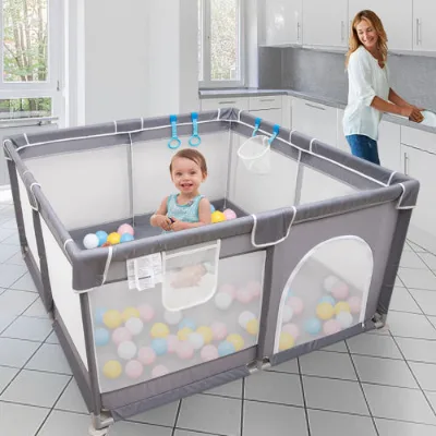 Baby Playpen Portable Suction Cups Non-Slip Design for Hard Floor Extra Large Customizable Size