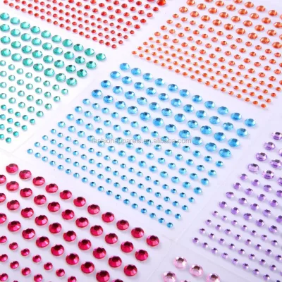 Rhinestone Sticker Sheet Self-adhesive Crystals Craft Jewels Gem Stickers, Multicolor