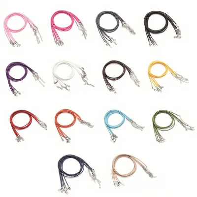 Wholesale Platinum Color Plated Waxed Necklace Cord with Iron Bullet Length Approx 20.87 Inch Approx 100PCs/Bag 1537044