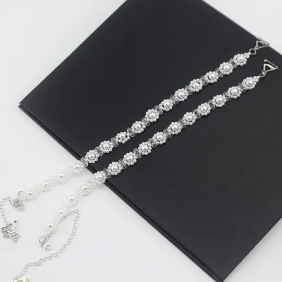 Fashion Handmade Faux Pearls Shoulder Strap Crystal Bra Straps Beading Straps Clothing Accessories