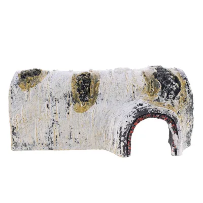 White Birch Wood Simulation Resin Ornament, Poplar Tree Climbing Pet Hamster Hiding in Rock Cave House