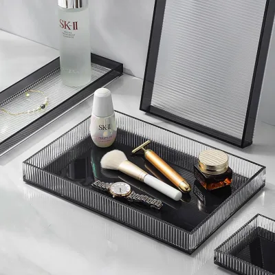 High Quality Multi-functional Tea Serving Tray Coffee Acrylic Tray Rectangle Storage Tray for Hotel Toilet