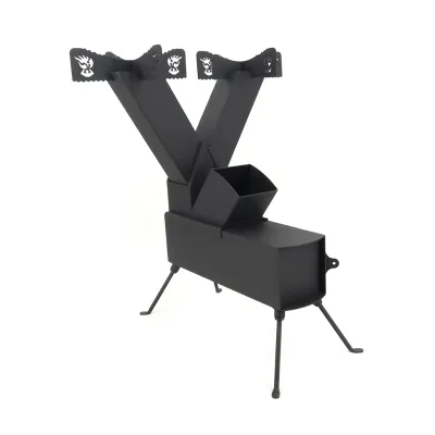 Two Burner High Efficiency Portable Rocket Stove Easy to Assemble Outdoor Survival Gear Folding Wood Burning Stove