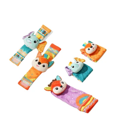 Pattern Baby Wrist Rattle Socks and Foot Finder Set Perfect Baby Toys for 0-12 Months Newborn Boys  Girls As Baby Shower Gifts