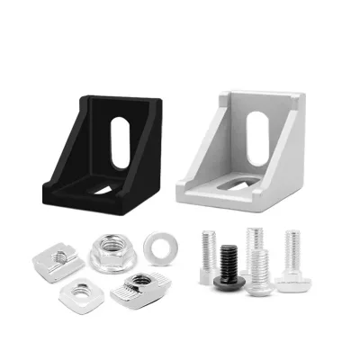 Die-cast Alu Corner Bracket with Nylon Cap Samples Anodized 3030 4040 Aluminium Extrusion T Slot Aluminium Profile Accessories