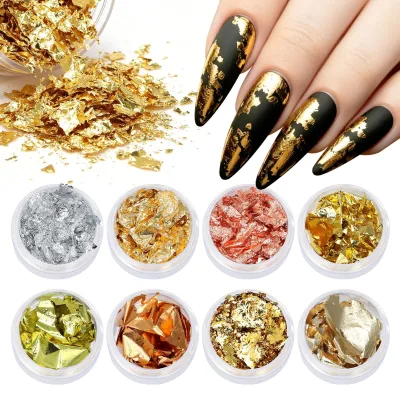 Nail Art Explosions Gold Silver Foil Paper DIY Nail Decoration Stickers Plaid Design High Gloss Ultra-Thin Wholesale
