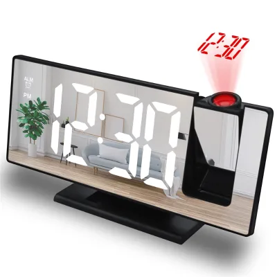 LED Digital Alarm Clock Projection Clock Ceiling with Time Temperature Display Backlight Snooze Clock for Home Bedroom