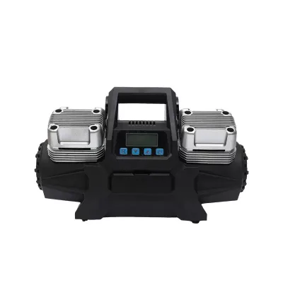 400L 12V Portable Heavy Duty Car Tyre Pump 4 Cylinder Metal LCD Display CE Certified Grey Inflator Compressor