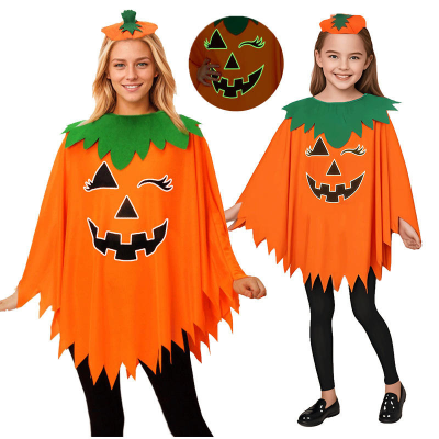 Adult Witch Pumpkin Cloak Hat Suit Cosplay Costume Smock Party Children Cape Pumpkin Costume Halloween Costume