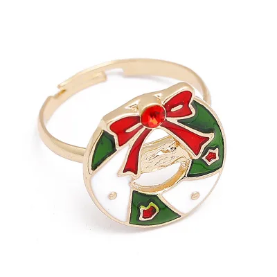 Hot Selling Christmas Tree 18k Gold Plated Santa Claus Snowflake Christmas Rings for Women